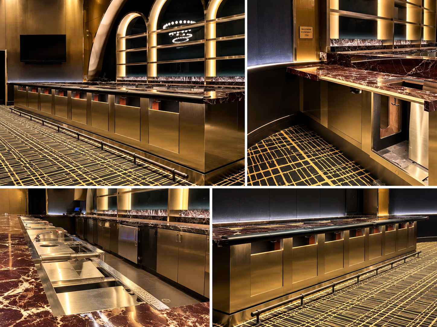 Solo Club finished bar and millwork — cleaned finished-product views